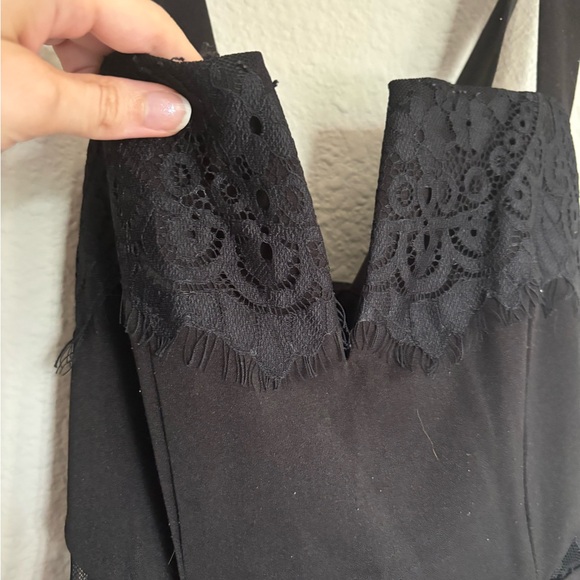 Corset boning metal v neck mesh cutout flare going out dress - Picture 7 of 7